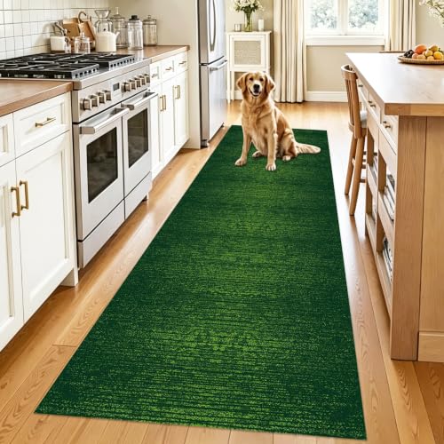Alfombra corredor larga de poliéster de 80x240 cm verde para entrada de pasillo y cocina 2