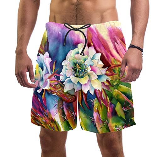 Maillots de Bain pour Hommes Fleur de Cactus JDEZ Short de Plage