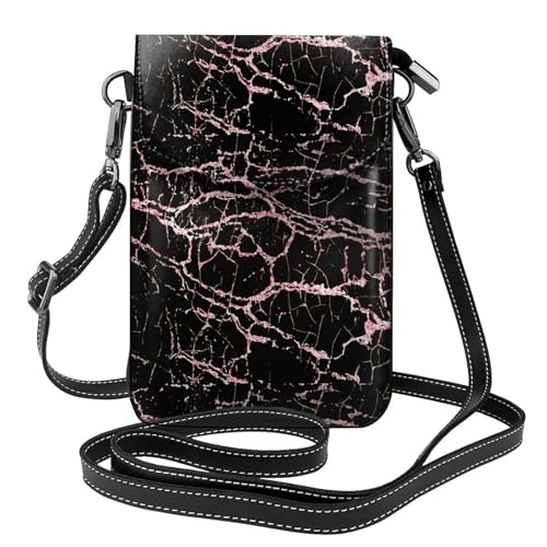 Mini sac bandoulière marbre noir anti-rayures | Portefeuille de rangement téléphone et cartes