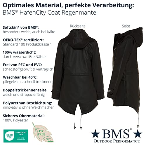 BMS Regenmantel 100% wasserdicht - schwarz - 38