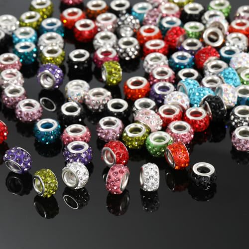 Image of 100pcs Rhinestone Beads for Pens Making, Crystal Spacer Beads for DIY Bracelet Necklace Bag Chain Jewelry Making Crafts Supplies (11mm Mixed Color)