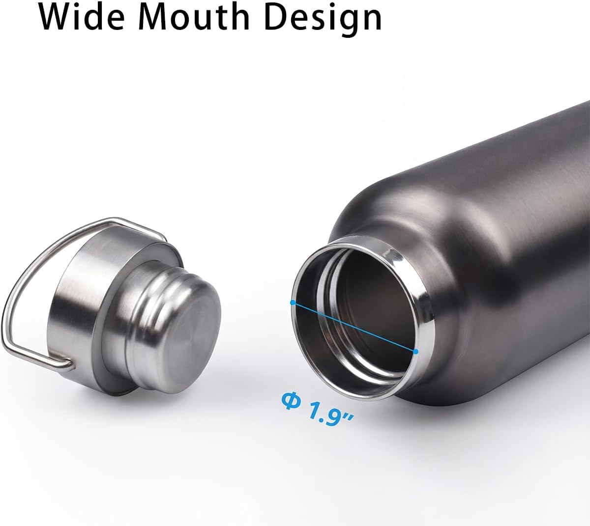 Stainless Steel Insulated Water Bottle, Double Wall, Wide Mouth, Leak Proof, Keep Drinks Cold and Hot, Sport & Camping Hiking Bottle with Handle (34, ounces)