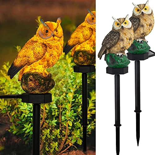 Dazzle Bright Owl Figure Solar LED Lights, Resin Garden Waterproof