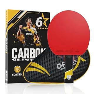 Raquette de Ping-Pong 6 Étoiles | Raquette Professionnel Carbone Pro épaisse, Maximum de Spin, Mousse Dense 2mm, Housse Offerte | Idéale Débutant à Pro | Entraînement & Compétition