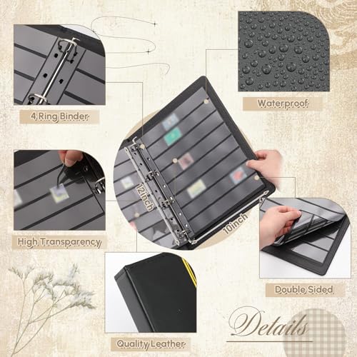 Image of Lewtemi Stamp Collecting Albums Set 4 Ring Stamp Collection Book Include 20 Pages Album Binder Tweezer and Loop Magnifier Collecting Supplies for Collectors(Black,5 /6 /7 /8 Rows)