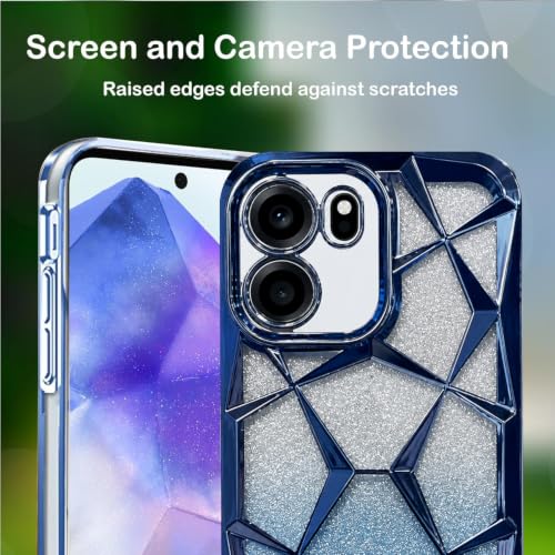 Image of VONZEE Gradient Glitter Case for Oneplus Nord Ce6, Luxury Electroplated 3D Cube, Diamond Bling Shiny Soft TPU Clear Shockproof Women Girls Protective Phone Cover (Sierra)