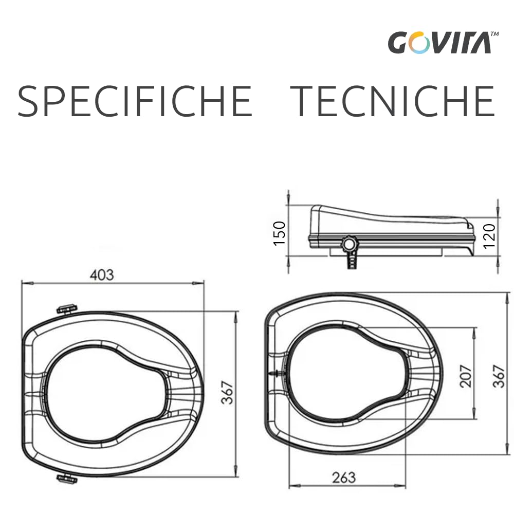 GOVITA - Rialzo WC per Anziani e Disabili, Ausilio Bagno Universale, Alzawater, Sollevatore WC (Altezza di 12 cm)
