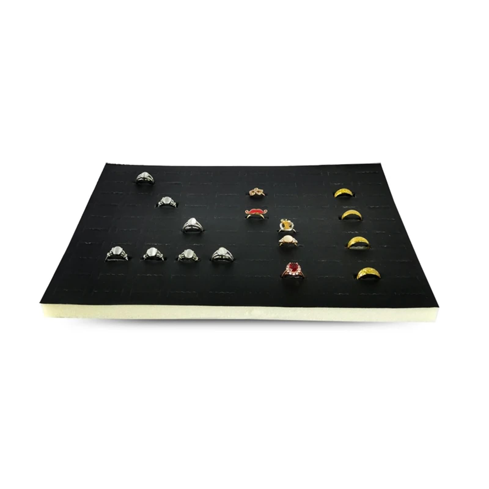 LSNNMU 5pcs Hundred Positon Ring Display Mat Storage Props Jewelry Tray Inner Liner Box Insert Pad DIY Sponge 33.5 * 22.5 * 1cm For Jewelry(Black PU)