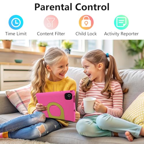 Image of JREN Tablet for Kids｜10 Inch 64GB Android 14｜Octa-core｜64GB｜WiFi ｜Bluetooth｜Parental Control｜Kids Content｜Children Tabletas Rose