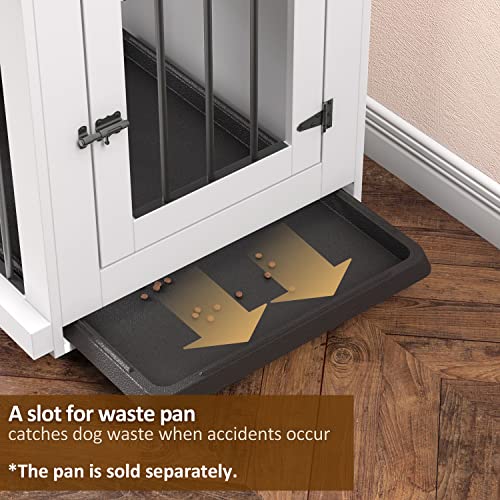 Image of Zakkart Dog Crate Furniture Barn Door for Medium Dogs Up to 40 lbs. - Puppy Kennel w /Thickened Farmhouse Top & Steel Bars - 30'' Wide - White Decorative Modern Dog Crate Table, End Table, Nightstand