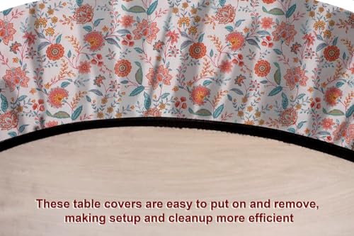 Image of The Furnishing Tree Elastic Cotton Oval Dining Table Cover 30x48 in Inches Floral Multicolor on offwhite Base