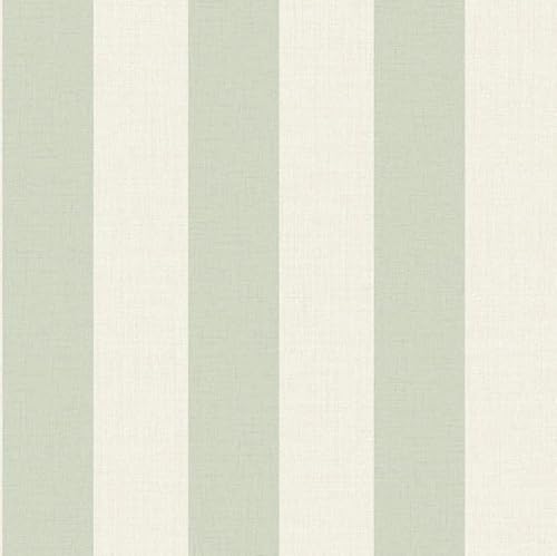 Grandeco Wide Textured Stripe Wallpaper, Green Cream