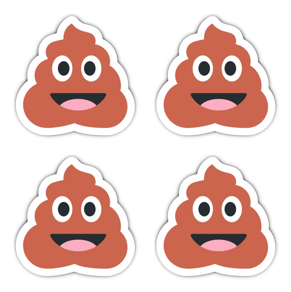 Havati Vibe Laminated Sticker S 75Mm Pack Of 4 - Heavy Duty Poo Poop Emoji Stickers For Outdoor Use