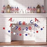 Fanfanwin 3 Pcs 250th Banner 9.8 ft 4th of July Felt Garlands USA Decorations 1776-2026 Banner Red Blue White Garlands American Independence Day Indoor Outdoor Patriotic Party Hanging Decorations