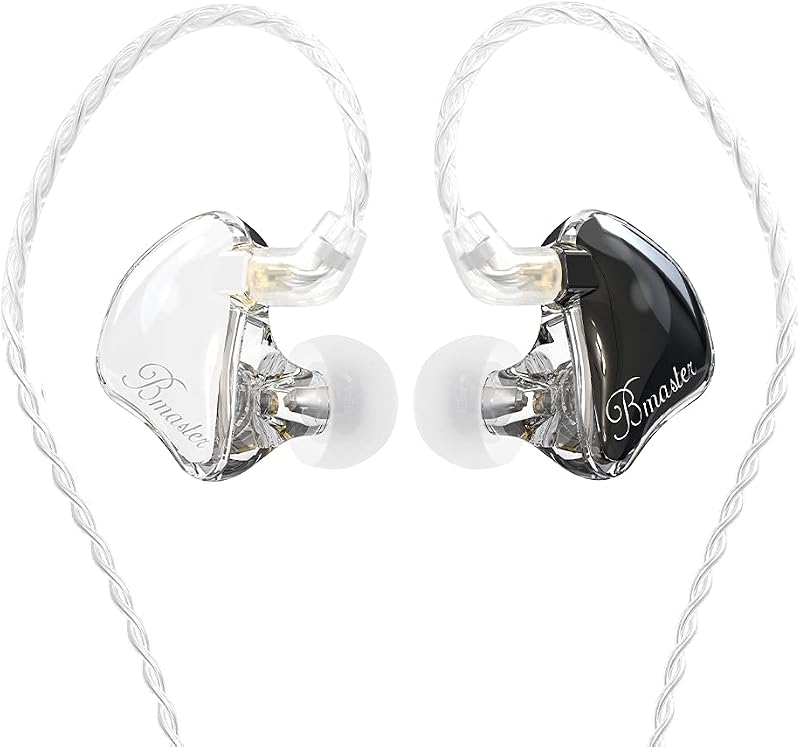 BASN Bmaster in Ear Monitor Headphone, 2DD+1BA Triple Drivers Musician IEM | Noise-Isolating IEM Earbud with Deep Bass for Drummer Audio Monitoring,Two MMCX Cables,Custom Fit for Stage Use(White/Black)
