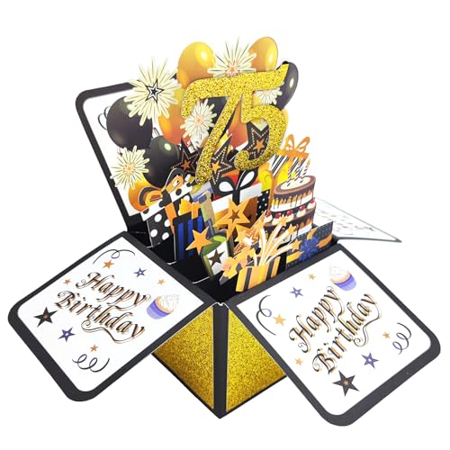 Asmallgf Vintage 75th Birthday Pop Up Card for Him Her, Best 75 Birthday Gifts for Women...