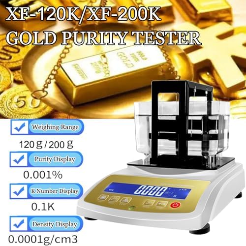 Gold Purity Tester Machine - Platinum & Precious Metal Density Meter, Accurate Gold Density Tester, Max Weight Capacity: 1200g for Quick Purity Testing