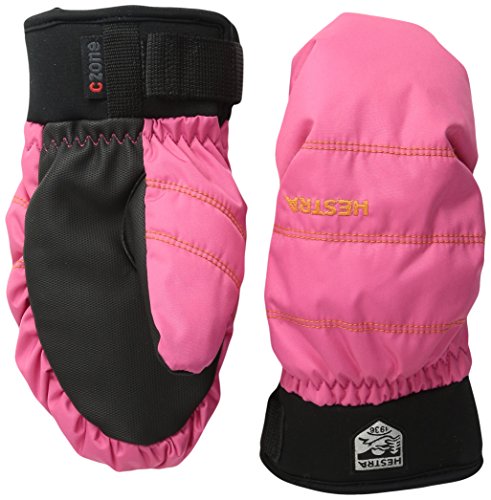 Hestra Ski Mittens for Kids: Youth All Mountain Waterproof C-Zone Primaloft Winter Cold Weather Gloves, Fuchsia, 7