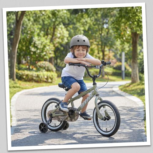 Glerc NuNu+ Kids Bike for Boys Ages 4-8 Years Old, 16 Inch Racing Style Kids Bicycle with Training Wheels and Safe Coaster Brake, Army Green by Glerc - Used condition - Image 5