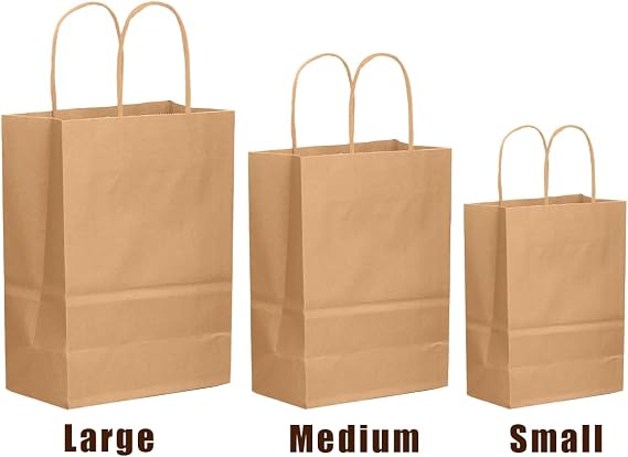 Gcardist Brown Paper Gift Bags with Handles Bulk 100Pcs Assorted Sizes (Large-33Pcs, Medium-33Pcs, Small-34Pcs)