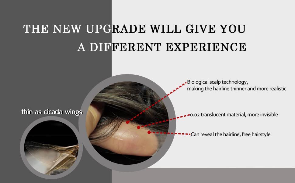 Miniatura 6 de Amiable toupee para hombres 0.001 in ultra suave piel fina para hombre, pieza de cabello humano real para hombres, sistema de reemplazo de cabello