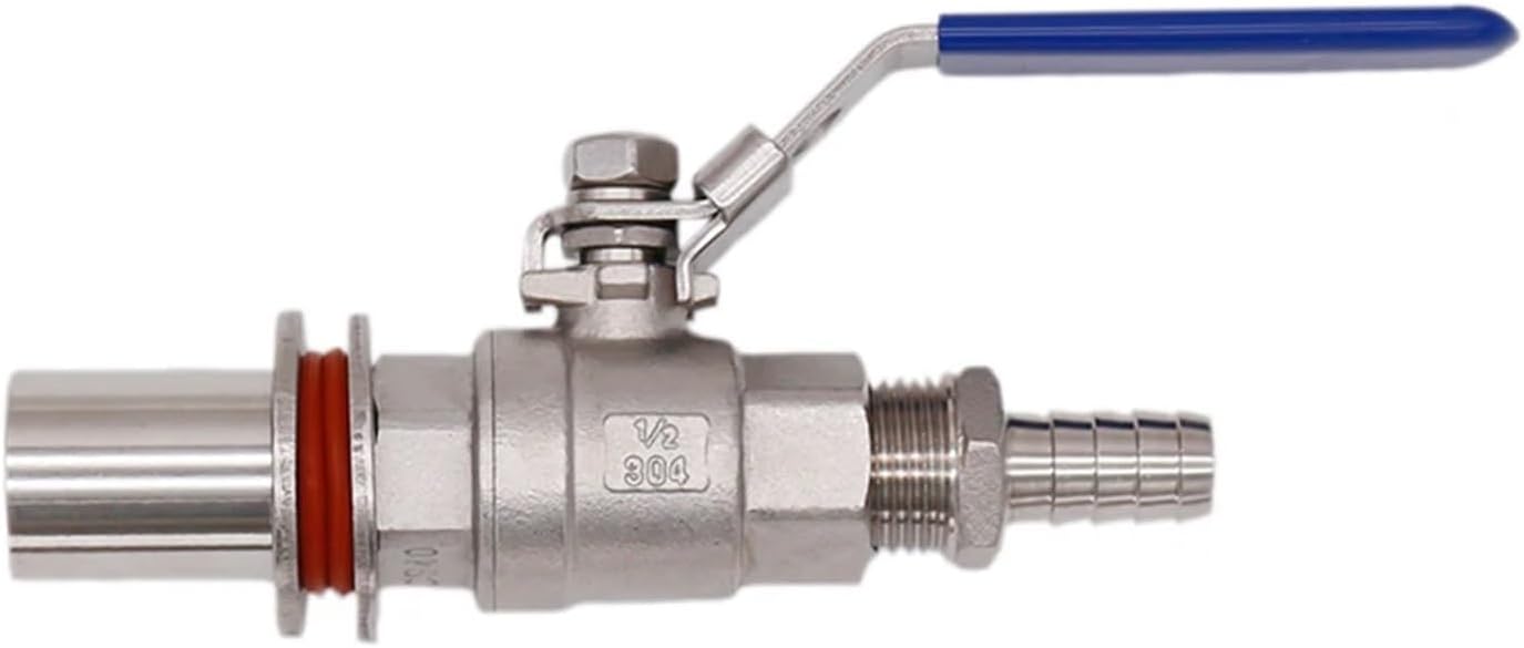 Home & Brewing Homebrew Brew Kettle Weldless Ball Valve Kit with 1/2" 3/8" Hose Barb 304 Stainless Steel 1/2" NPT Full Port Brewer Hardware Brewing Accessories(Big Barb)