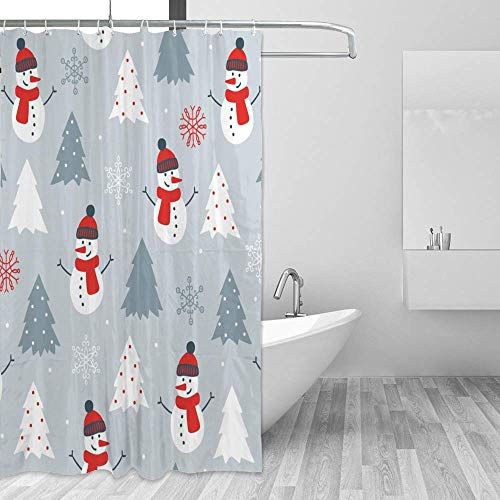 Rideau de douche imprimé bonhomme de neige polyester 183x183cm