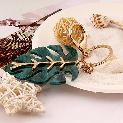 ARFUKA Keyring Green Leaf Pendant Keychain Metal Key Ring Charm Jewellery Christmas Birthday Gift Keyrings Key Chain Key Ring Holder for Men and Women - Image 4