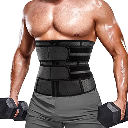 IFKODEI Men Waist Trainer Trimmer Tummy Control Shapewear Neoprene Sweat Belt (Black, XL)