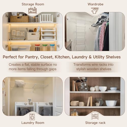 Homesprit Wooden Wire Shelf Covers for Pantry & Closet – Wire Rack Covers for Shelves, Durable Wood Shelf Covers for Kitchen, Laundry Room, Storage Organization(White Oak,24in*16in) by Homesprit - Image 5