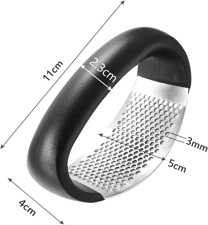 Image of Heavy Duty Stainless Steel Garlic Press Crusher & Mincer | Ergonomic Non-Slip Handle | Easy Garlic Ginger Crusher for Kitchen | Manual Garlic Presser Tool (Silver)