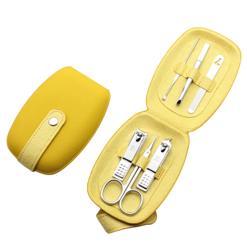 Set professionale per manicure, pedicure, set da 6 pezzi, per adulti o bambini, per la cura delle unghie delle dita e dei piedi, per portarla con te al sicuro (colore giallo)