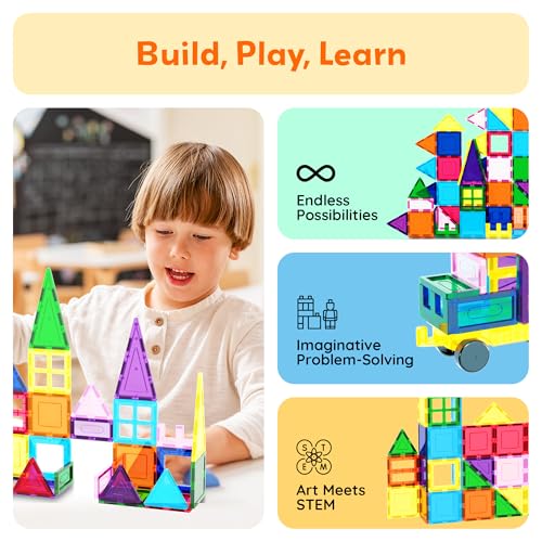 PicassoTiles 101-Piece Magnetic Building Set with Car & Bag — view 4