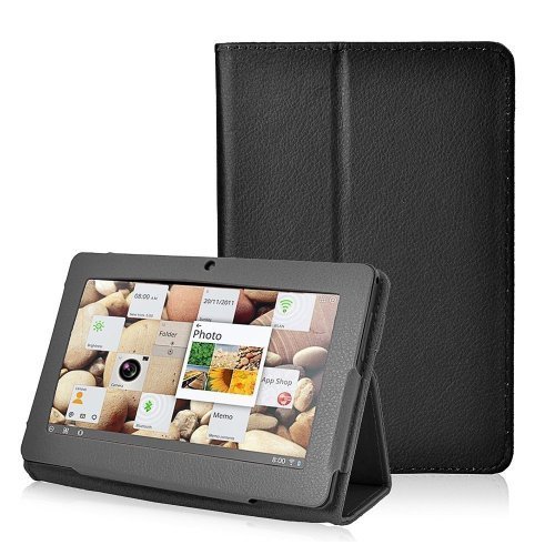 Wisedeal Universal Textured Slim Fit Folio Stand Leather Case Cover for 7 Inch Android Tablet(Q88) (Black)