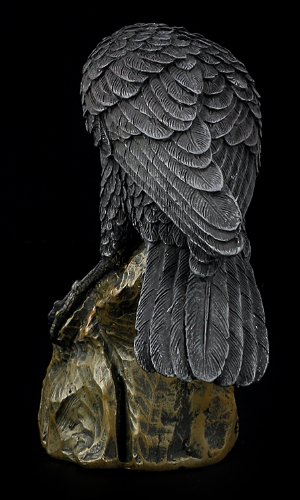 Ptc Leaning Black Raven On Rocks Hand Painted Resin Statue Figurine #TOP6