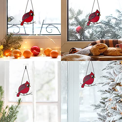 Cardinal Stained Glass Window Hanging Bird Stained Glass Suncatchers For Window Stained Panels Cardinal Suncatcher Bird Ornament For Garden Window Decor, Cardinal Gifts For Mom, Bird Lovers #TOP6