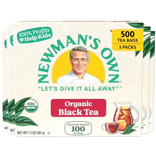 Newman’s Own Organic Black Tea, 100 Tea Bags, Pack of 5, USDA Organic