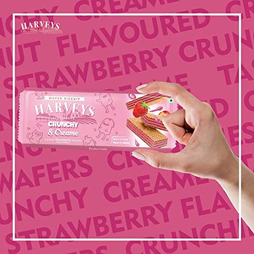 Image of Harveys Crunchy & Creame | Premium Wafer Biscuits Chocolate, Vanilla & Strawberry Flavours | Pack of 4 | 150 gm x 4
