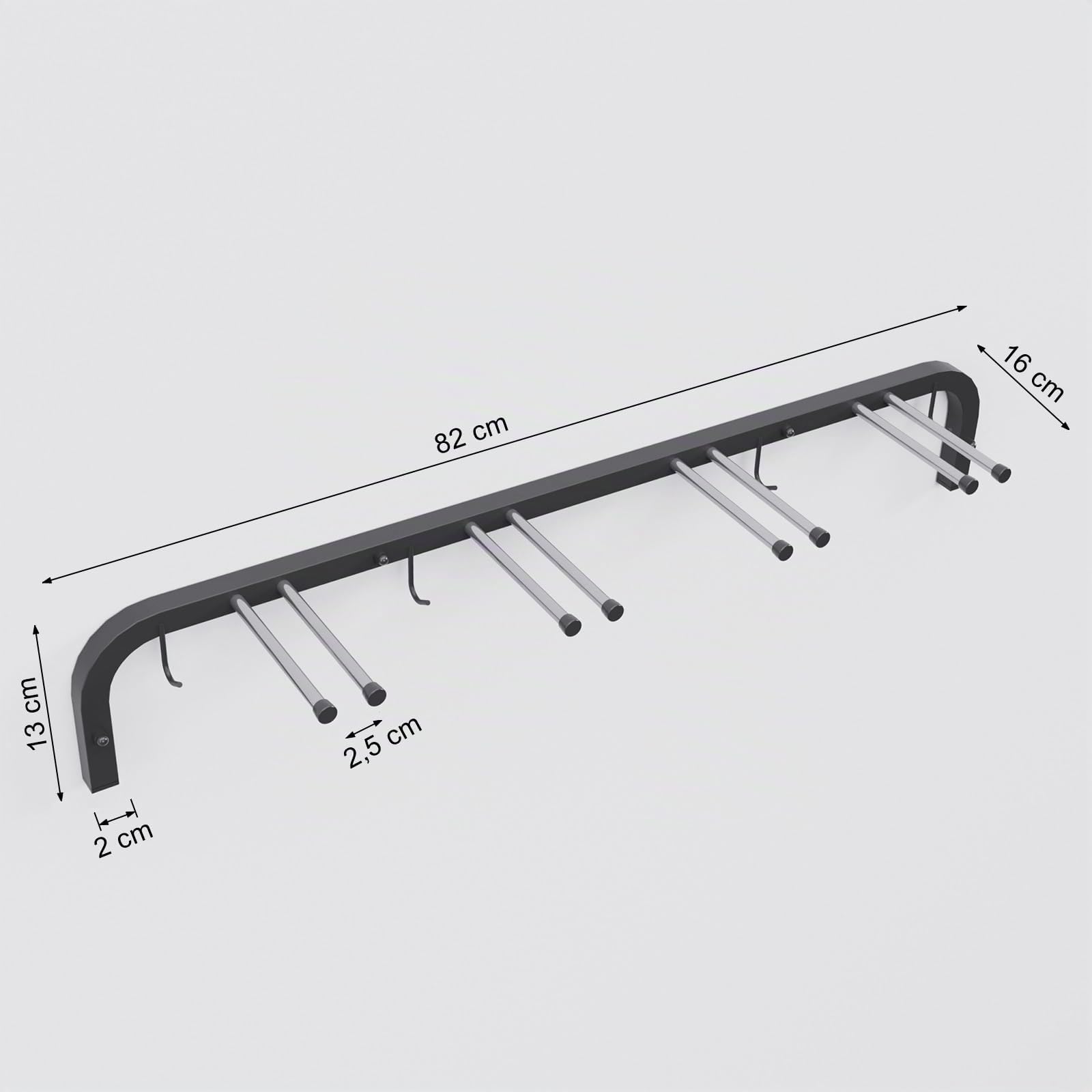porta sci da muro portasci parete rastrelliera Supporto da sci per 4 paia di sci, 83 cm