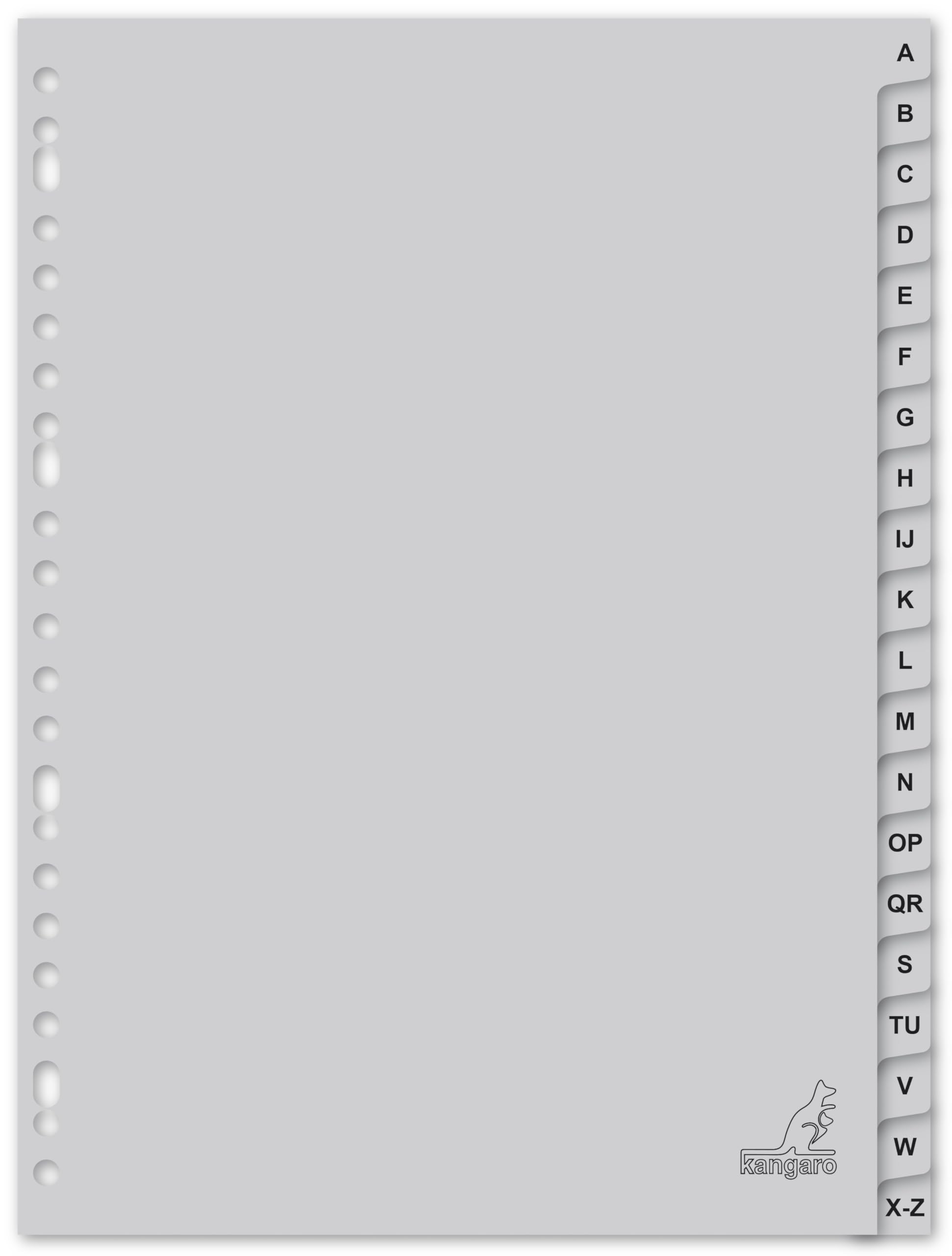 Kangaro Index A4 Letters Polypropylene 120 Micron 23 Pages 20 Pieces Grey