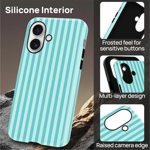 Coque iPhone 16 MagSafe verte à rayures chic et protection hybride - 4