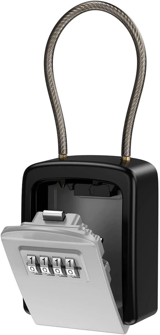 Code Padlock, Padlock, Combination Locker Padlock School Lock Pad Coded Combination Key Box 4 Digit Combination Key Box Key Storage Box with Removable Chain(C)