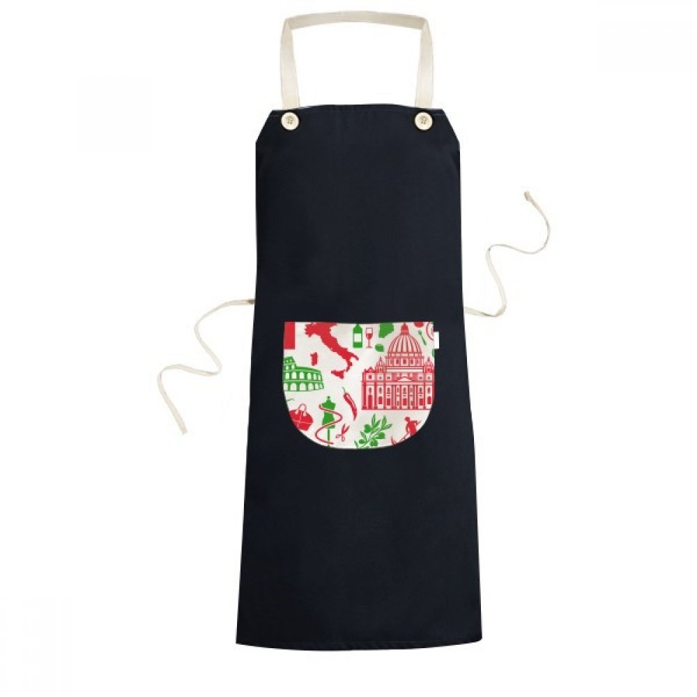 Tablier de cuisine Italie Tour de Pise noir pour cuisiner de bons petits plats italiens