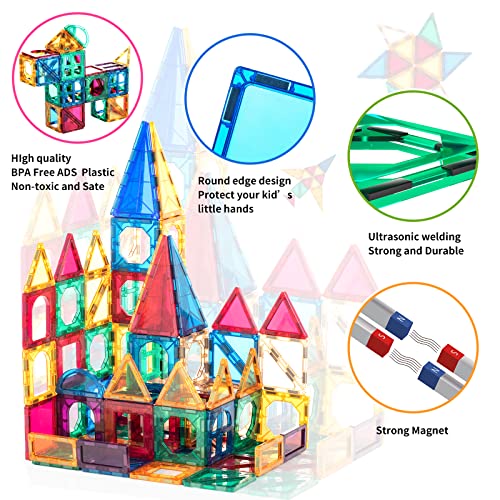 Magnet Tile Block Set Magnetic Building Blocks Board Puzzles 3D Block Game Board Educational Toys - Stem Learning, Educational, Toddler Gifts For Kids 3 4 5 6 7 8+ Years Old Preschool Boys & Girls #TOP7