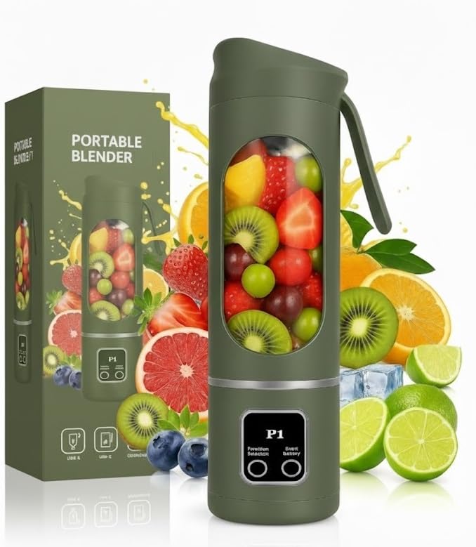 Image of Portable Juicer Mixer Blender for Juices, Smoothies, Cold Coffee, Rechargeable 10 Blades Bottle Juicer Smoothie Maker, Fruits Mixer Grinder for Home, Office, Gym, Travel, 450ML (Green)