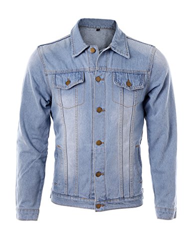 DSDZ Men`s Classic Vintage Washed Denim Jeans Trucker Jacket Coat 3XL