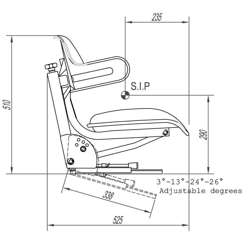 Schleppersitz Traktorsitz Universalsitz KS 44/2V PVC Rot gefedert neigungsverstellbar mit Stossdämpfer