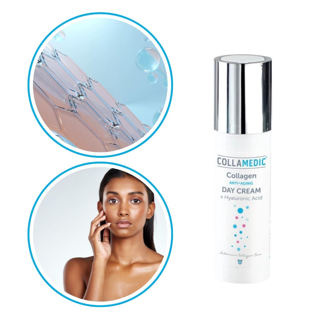 Crema giorno con collagene e acido ialuronico contro le rughe, crema viso anti-invecchiamento per pelli mature e secche con cellule staminali di Goji, peptidi e ceramidi, 50 ml