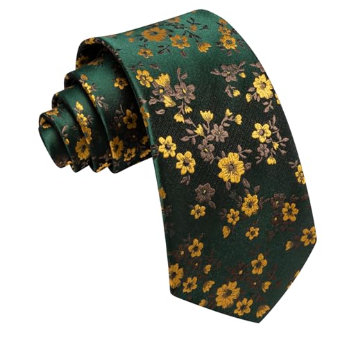 Image of Barry.Wang Floral Ties for Men Flower Necktie with Tie Clip Formal