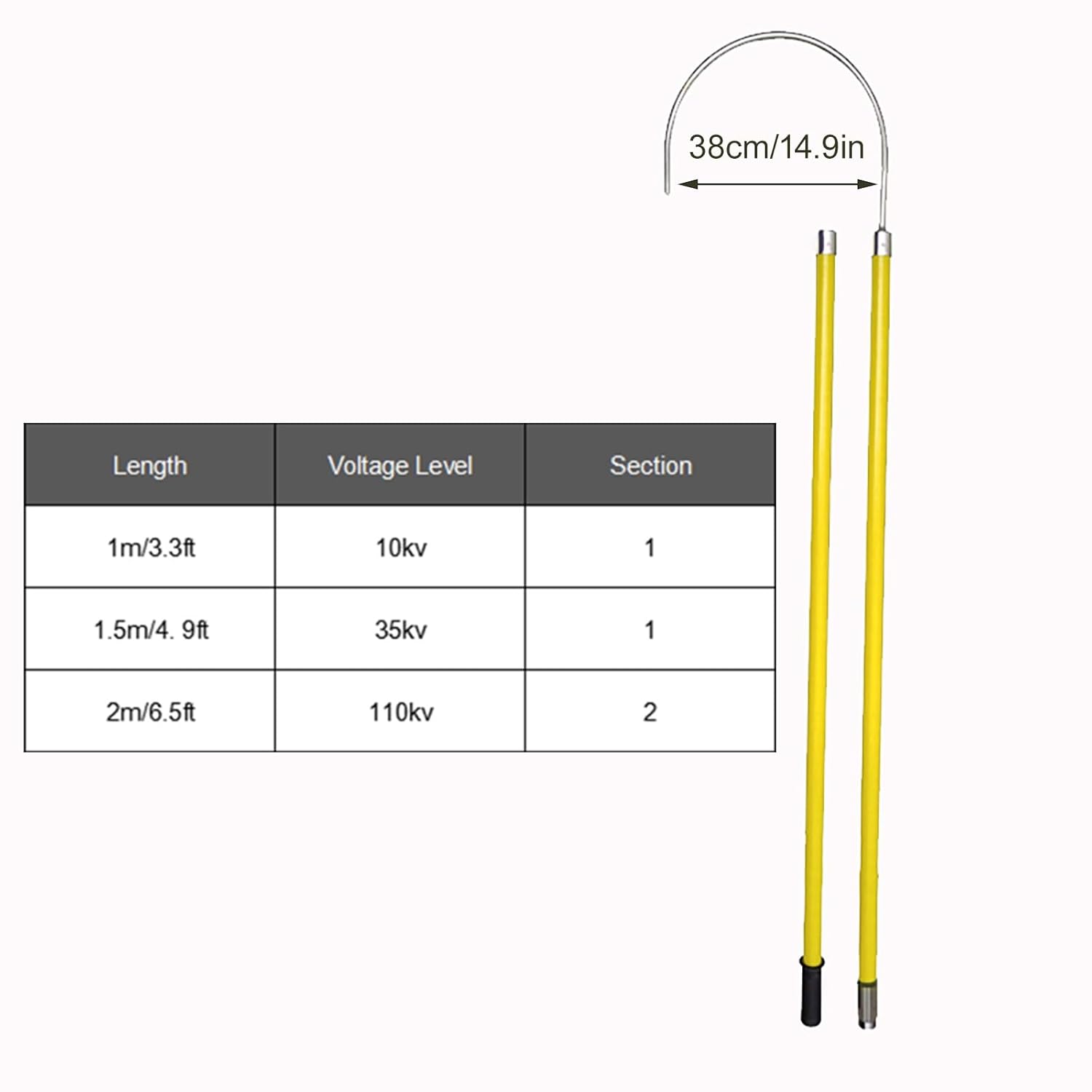 High Voltage Insulated Rescue Hook Commercial, Non-Conductive Electrical Safety Life-Saving Pole Stick, Electrocution Safety Tool for EV Repairs, Electrical Fires(1m/3.3ft)